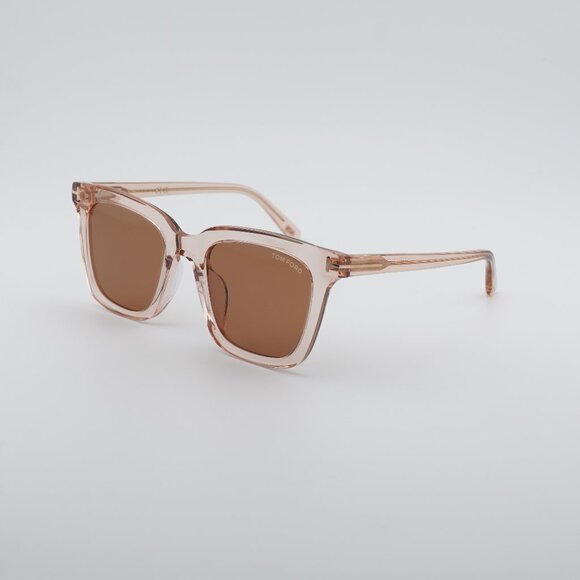 Tom Ford FT0970-K 72E Sunglasses Shiny Pink Square Frame, Brown Lenses main image 7